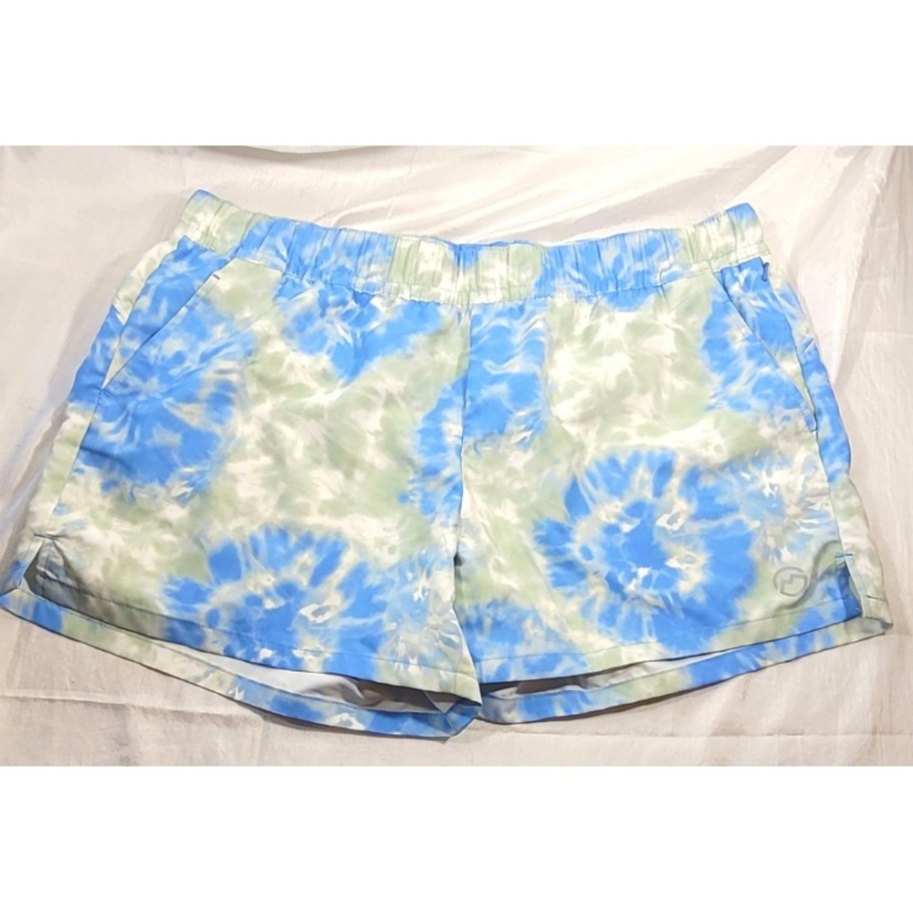 Magellan Women's Water-Repellent Classic Fit Tie Dye Shorts - Blue/Green - XL